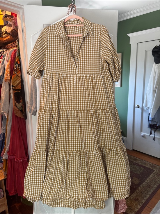 Rylee + Cru Dresses & Skirts - Rylee + Cru White and Mustard Gingham Dress